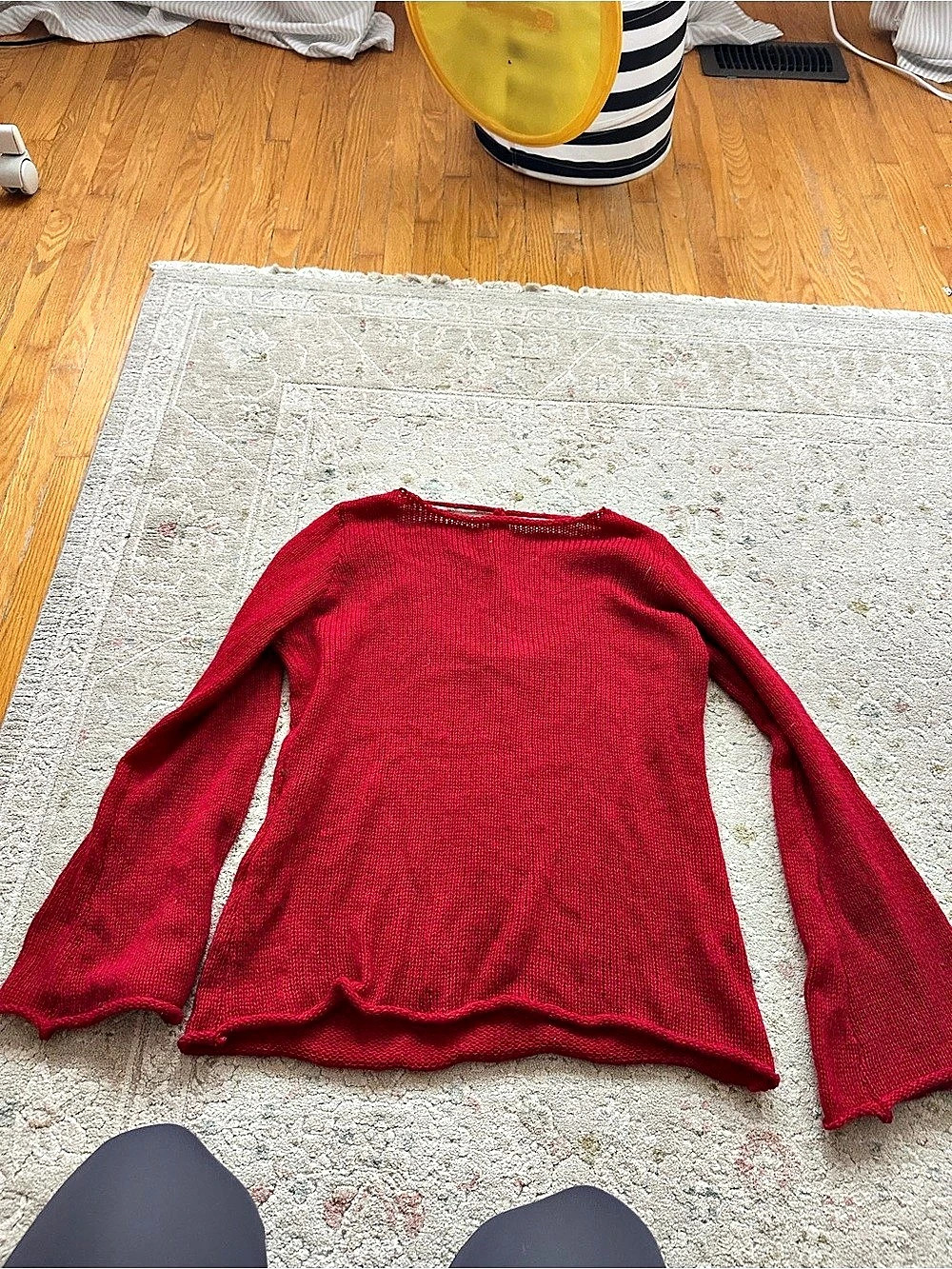 Tie-Back Bell-Sleeve Sweater Red